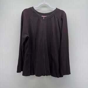 Ruby Ribbon Ponte Jacket Womens XL Dark Brown Full Zip Sweatshirt Athleisure